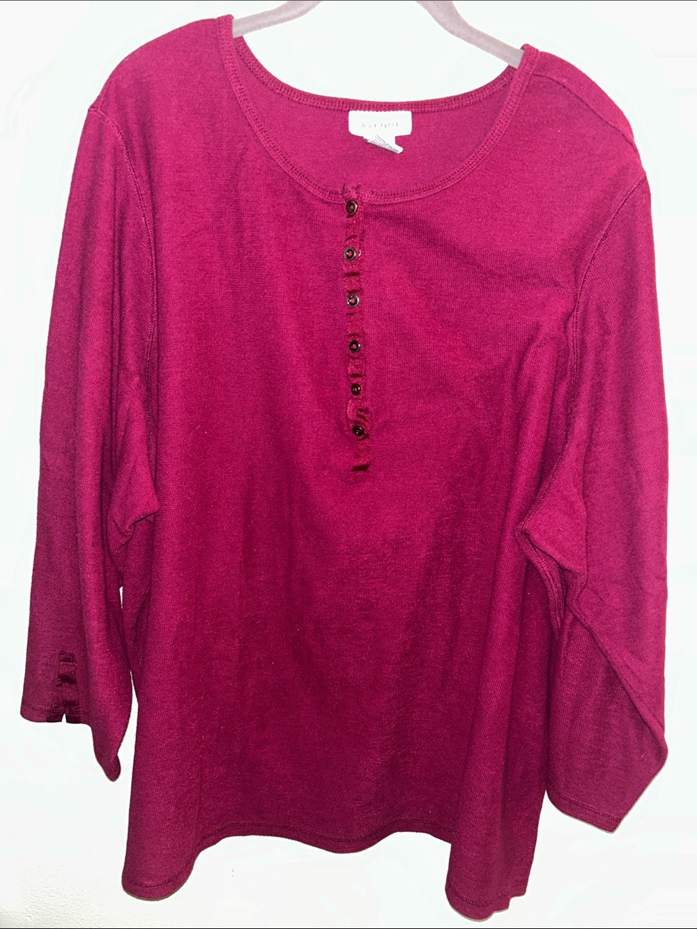 Avenue Women's Magenta Long-Sleeve Henley Button-Front Top